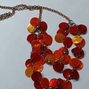 Vibrant Red and Orange Shell Necklace